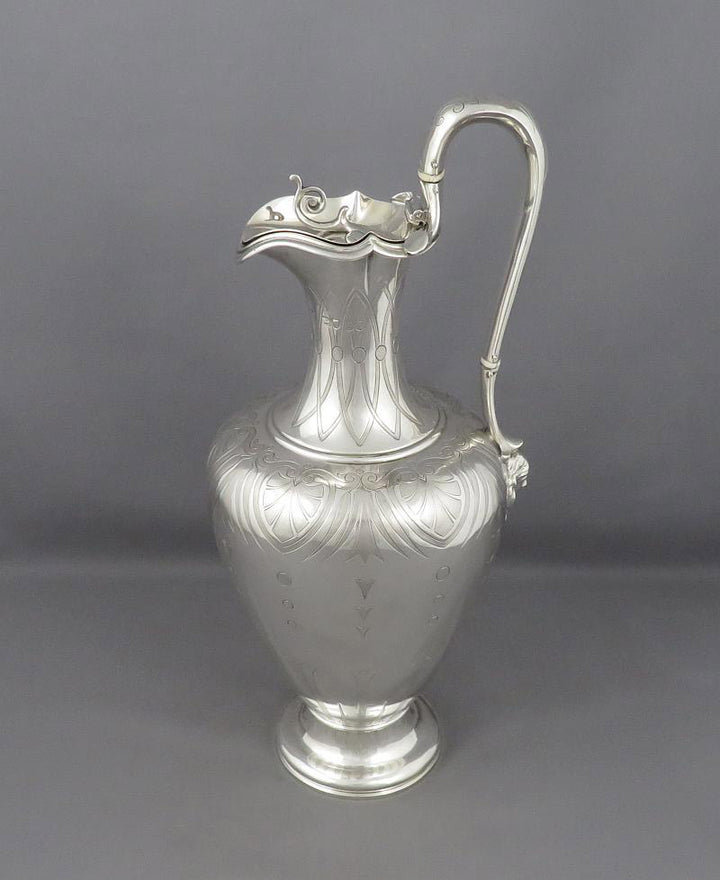 Victorian Sterling Silver Wine Ewer or Hot Water Pot - JH Tee Antiques