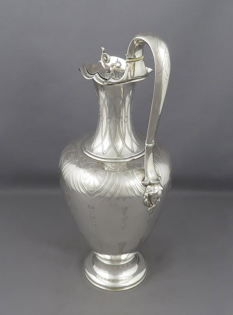 Victorian Sterling Silver Wine Ewer or Hot Water Pot - JH Tee Antiques