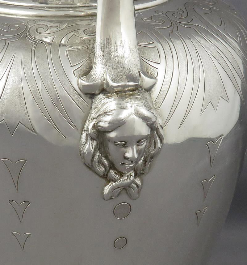 Victorian Sterling Silver Wine Ewer or Hot Water Pot - JH Tee Antiques