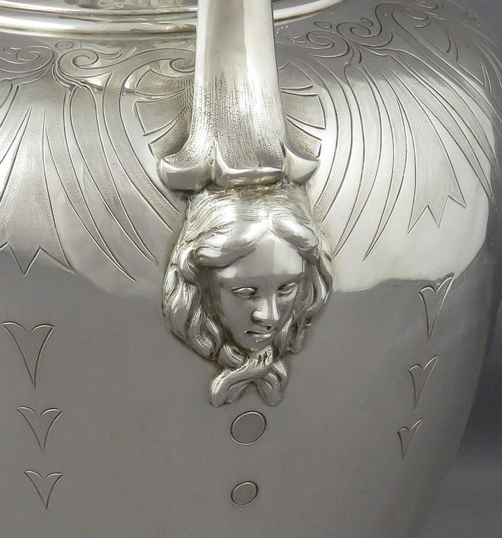 Victorian Sterling Silver Wine Ewer or Hot Water Pot - JH Tee Antiques