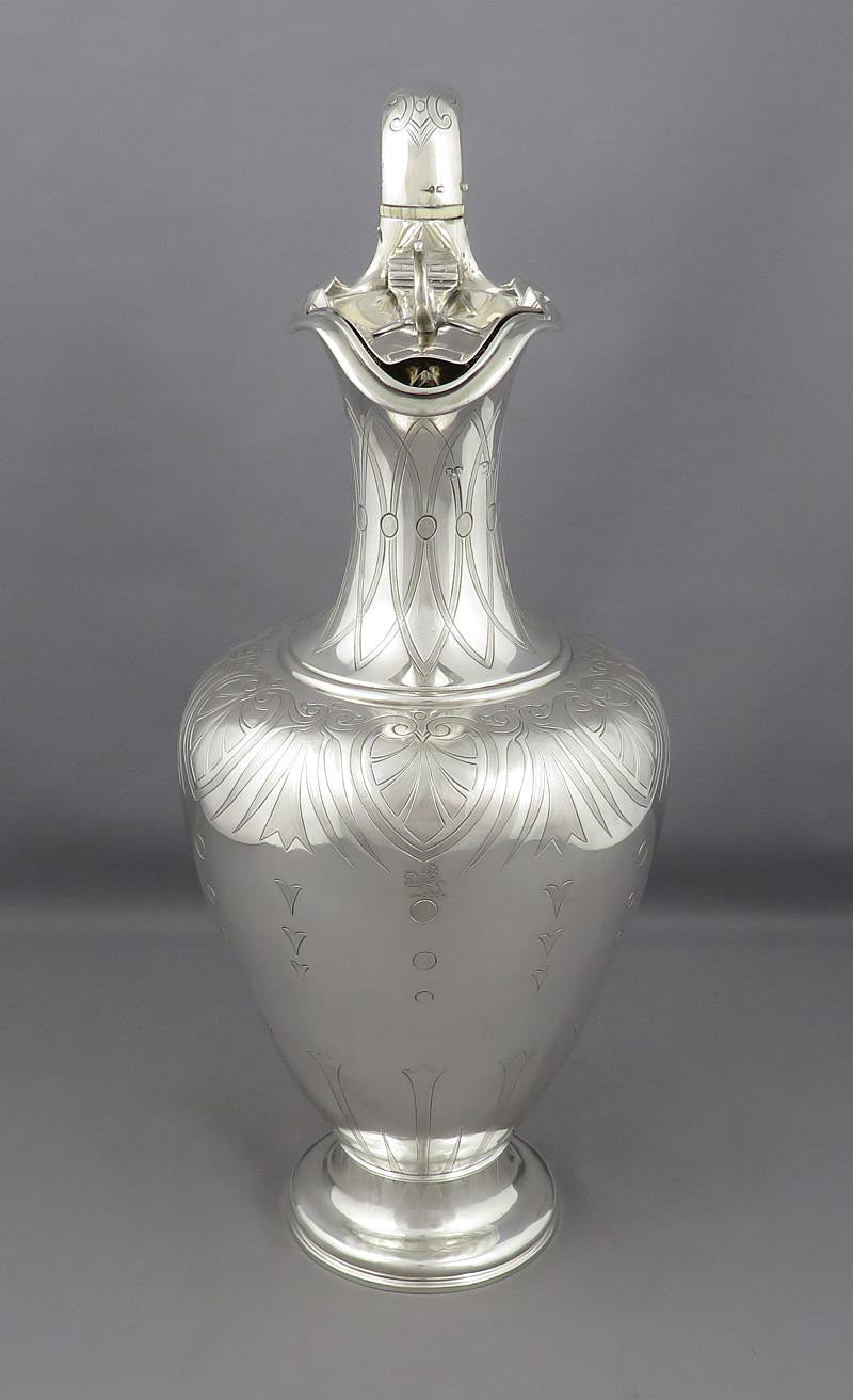 Victorian Sterling Silver Wine Ewer or Hot Water Pot - JH Tee Antiques