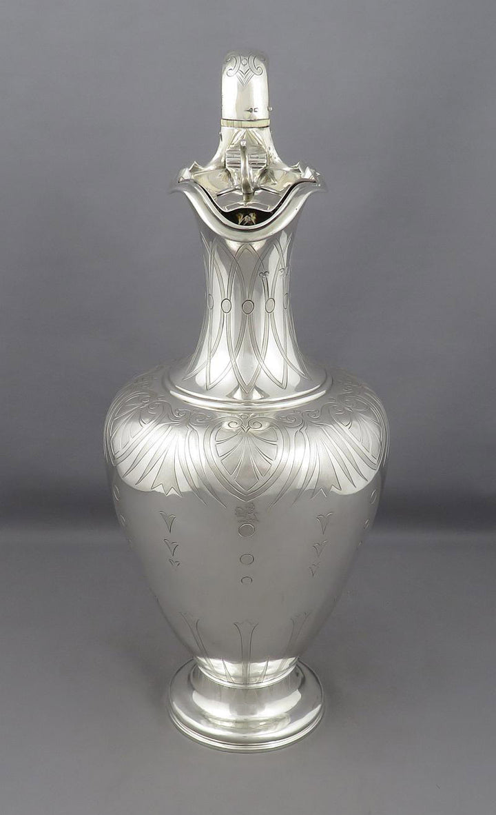 Victorian Sterling Silver Wine Ewer or Hot Water Pot - JH Tee Antiques