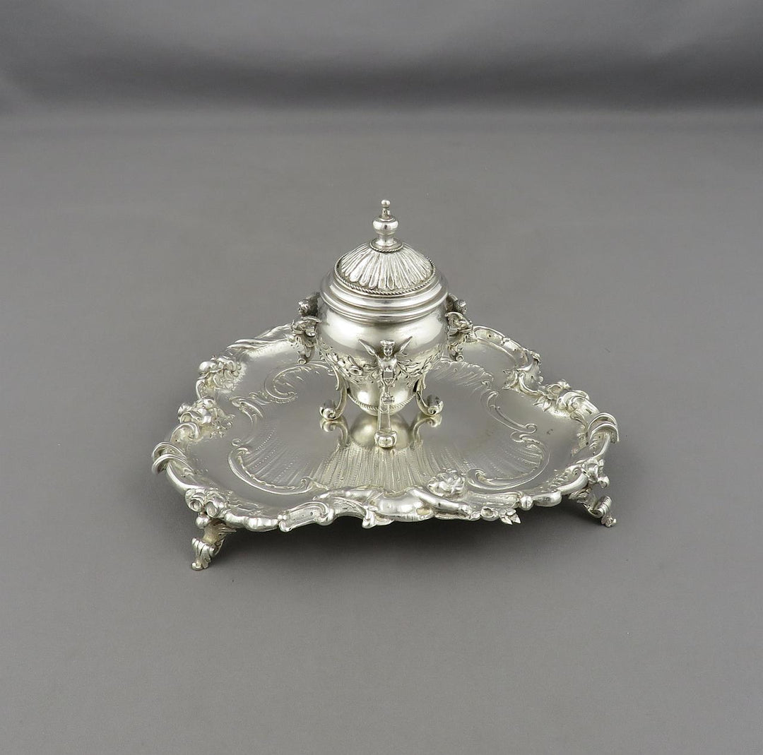 Rococo Silver Inkstand - JH Tee Antiques