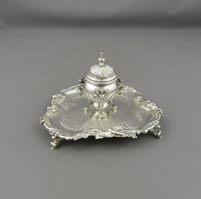 Rococo Silver Inkstand - JH Tee Antiques