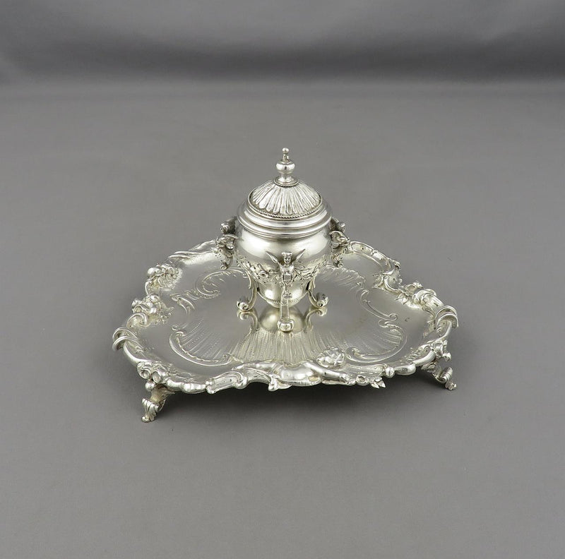 Rococo Silver Inkstand - JH Tee Antiques