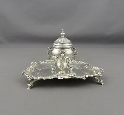 Rococo Silver Inkstand - JH Tee Antiques