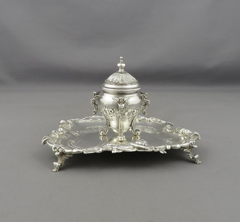 Rococo Silver Inkstand - JH Tee Antiques