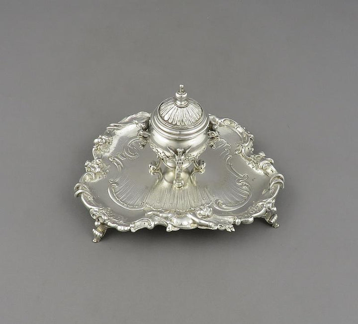 Rococo Silver Inkstand - JH Tee Antiques