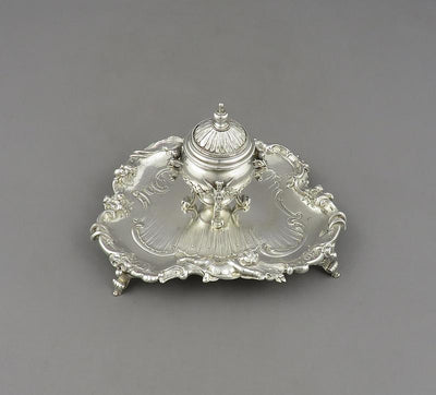 Rococo Silver Inkstand - JH Tee Antiques