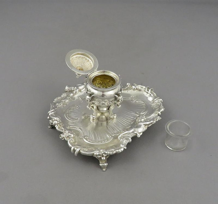 Rococo Silver Inkstand - JH Tee Antiques