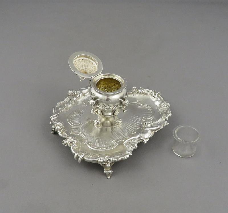 Rococo Silver Inkstand - JH Tee Antiques