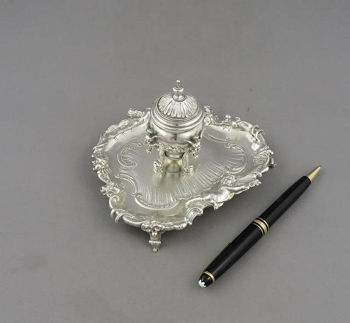 Rococo Silver Inkstand - JH Tee Antiques