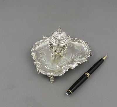 Rococo Silver Inkstand - JH Tee Antiques