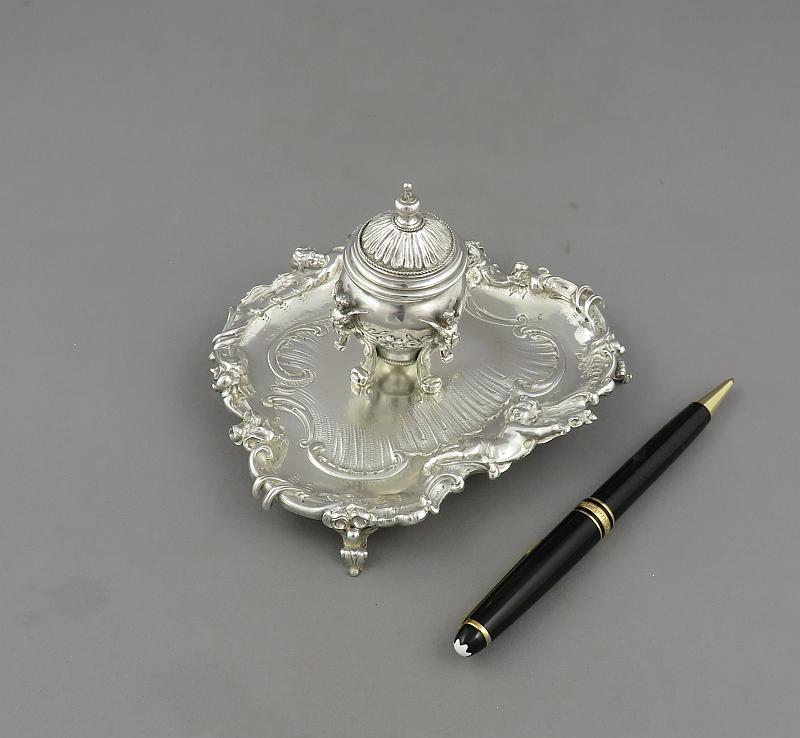 Rococo Silver Inkstand - JH Tee Antiques