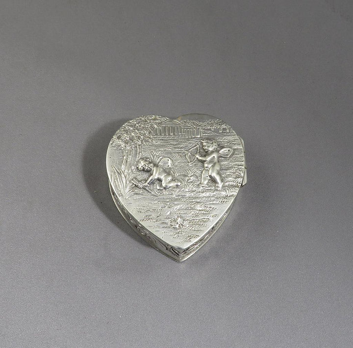 German Heart Shaped Silver Box - JH Tee Antiques