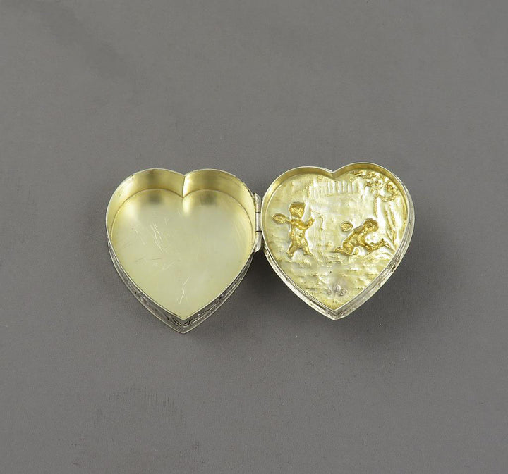 German Heart Shaped Silver Box - JH Tee Antiques