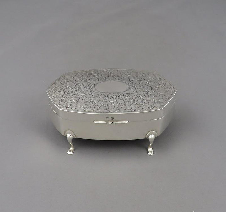 English Sterling Silver Jewellery Box - JH Tee Antiques