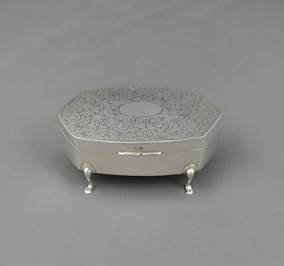 English Sterling Silver Jewellery Box - JH Tee Antiques
