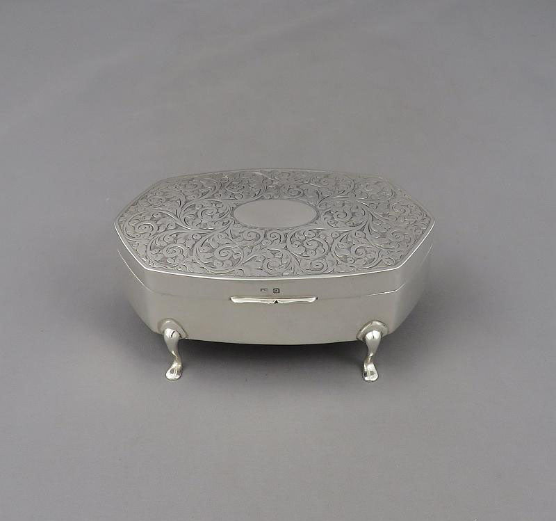 English Sterling Silver Jewellery Box - JH Tee Antiques