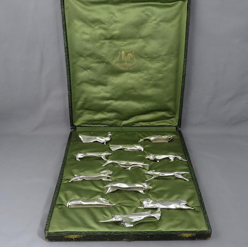12 Christofle Art Deco Silver Knife Rests - JH Tee Antiques