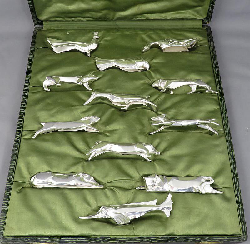 12 Christofle Art Deco Silver Knife Rests - JH Tee Antiques