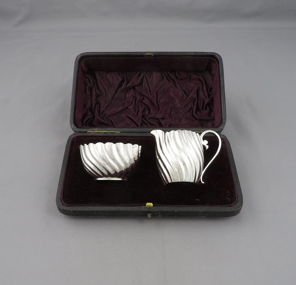 Victorian Silver Cream & Sugar - JH Tee Antiques