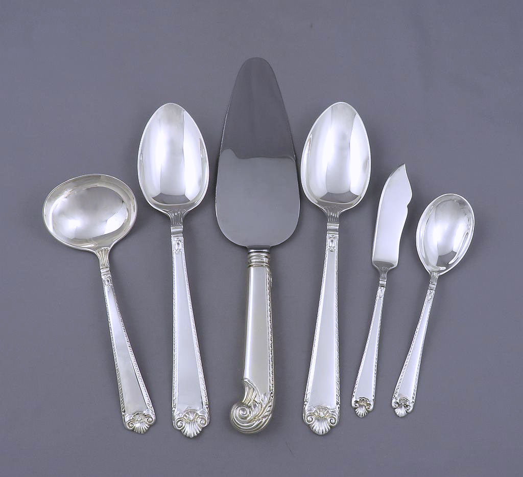 Birks Sterling George II Flatware Service for 12 - JH Tee Antiques