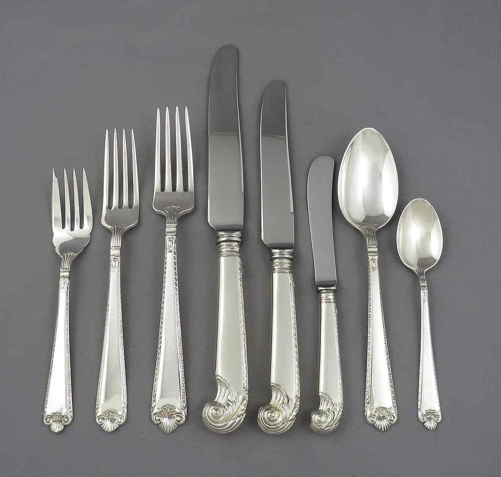 Birks Sterling George II Flatware Service for 12 - JH Tee Antiques