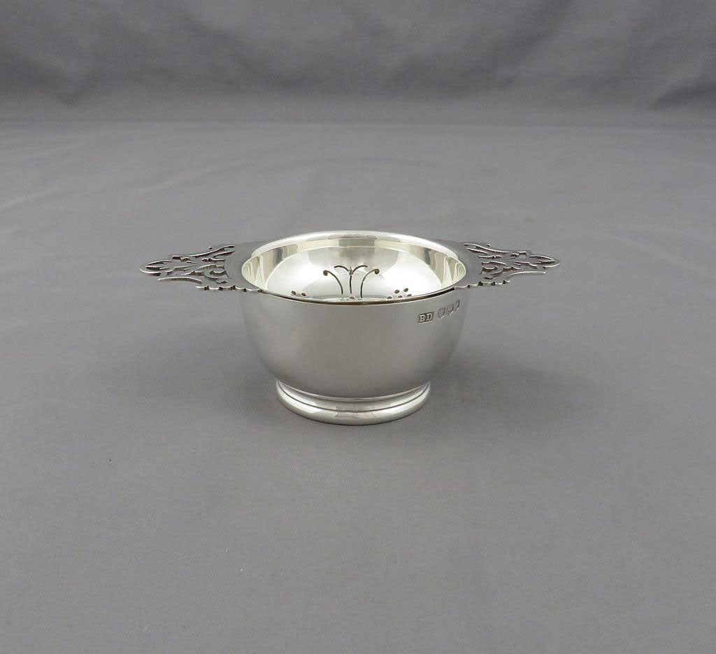 English Silver Lemon Strainer and Stand - JH Tee Antiques