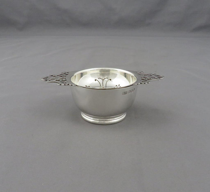 English Silver Lemon Strainer and Stand - JH Tee Antiques