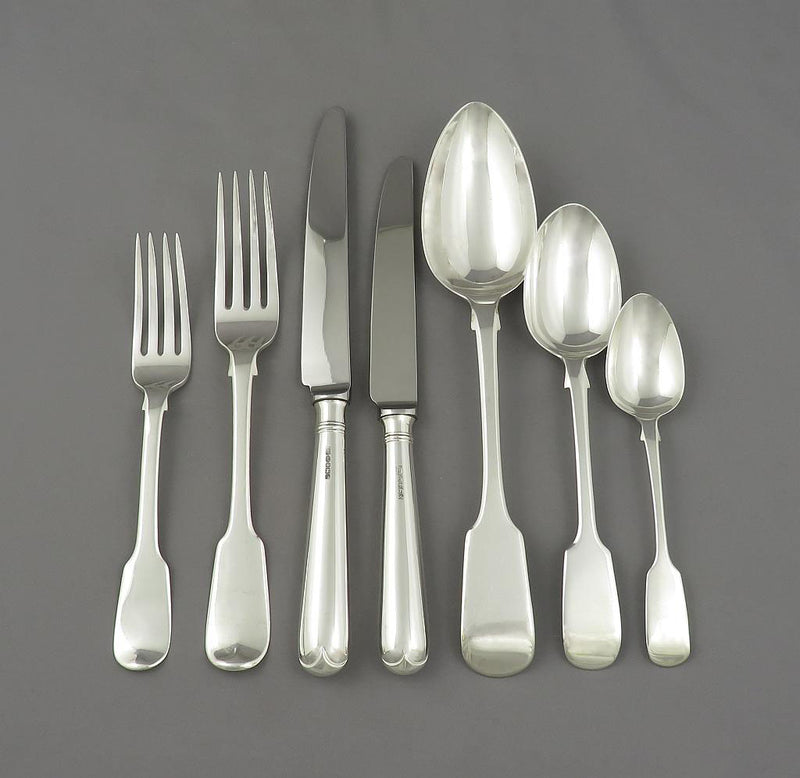 Fiddle Pattern Silver Flatware Service for 12