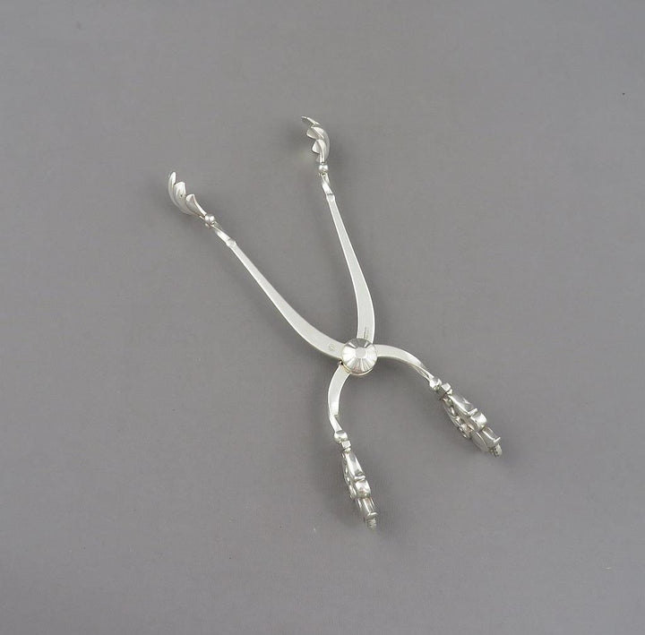 Georg Jensen Acorn Sterling Ice Tongs - JH Tee Antiques