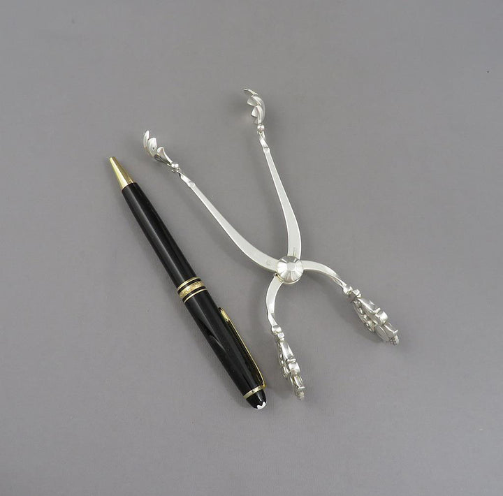 Georg Jensen Acorn Sterling Ice Tongs - JH Tee Antiques