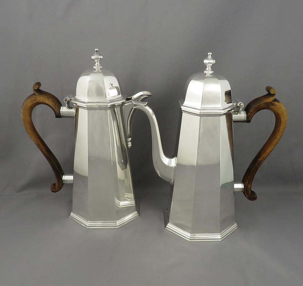 English Silver Café au Lait Set - JH Tee Antiques