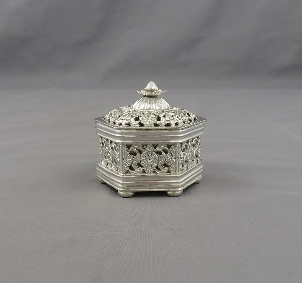 Indian Sterling Silver Spice Box - JH Tee Antiques