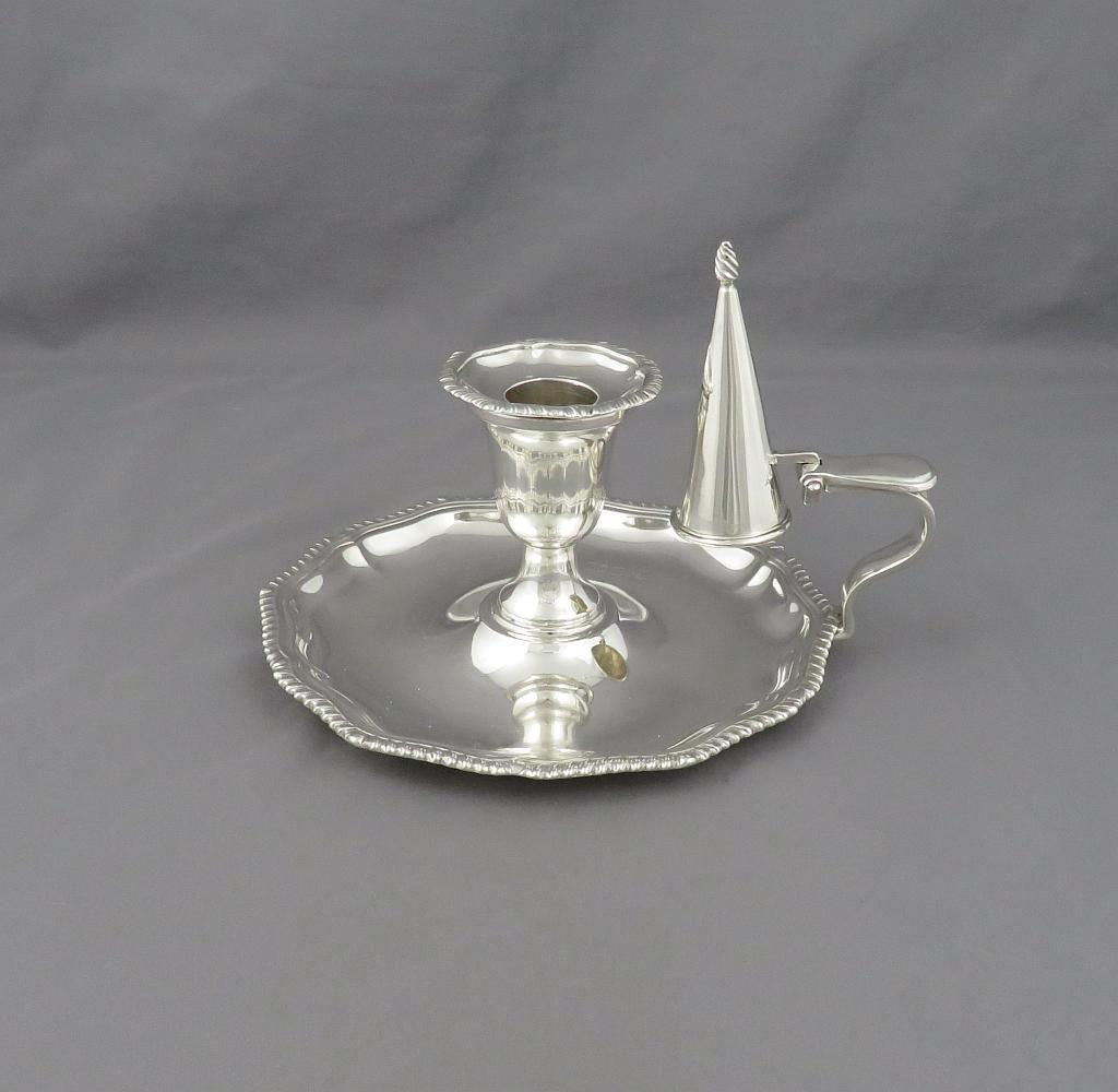 George V Sterling Silver Chamberstick - JH Tee Antiques