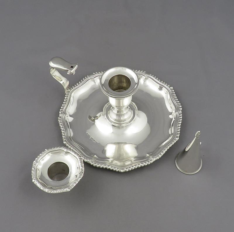 George V Sterling Silver Chamberstick - JH Tee Antiques