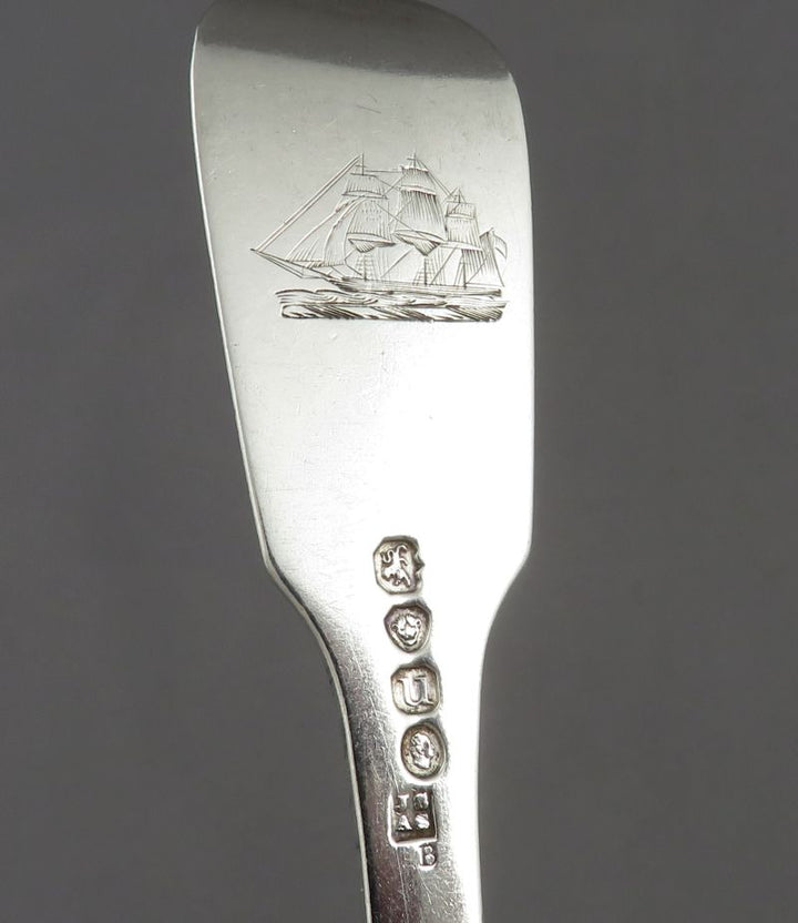 Six Fiddle Pattern Silver Dinner Forks - JH Tee Antiques