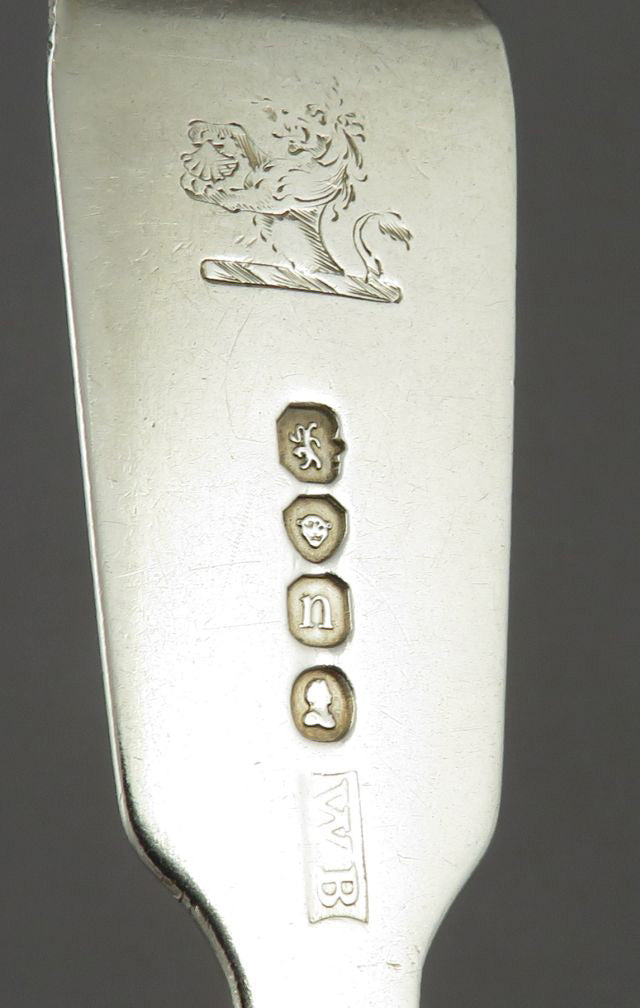 6 George IV Fiddle Pattern Silver Dessert Forks - JH Tee Antiques