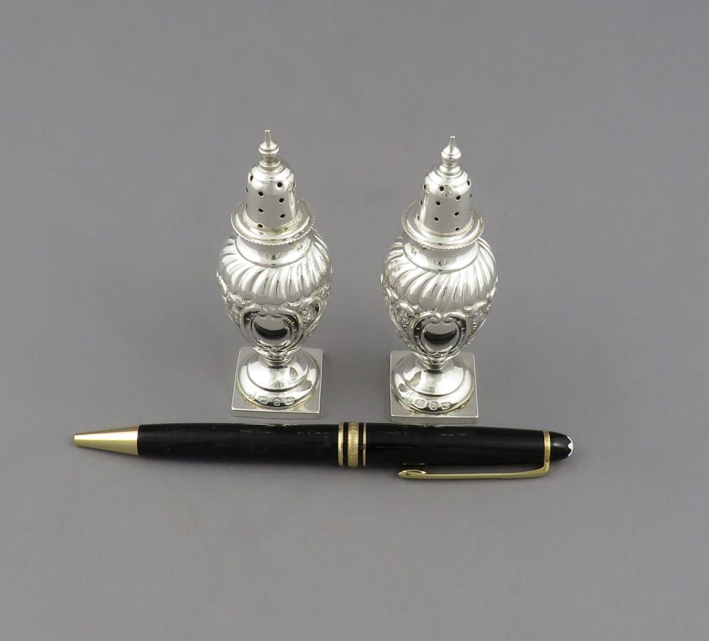 Pair of Victorian Silver Pepper Casters - JH Tee Antiques
