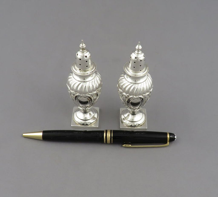 Pair of Victorian Silver Pepper Casters - JH Tee Antiques
