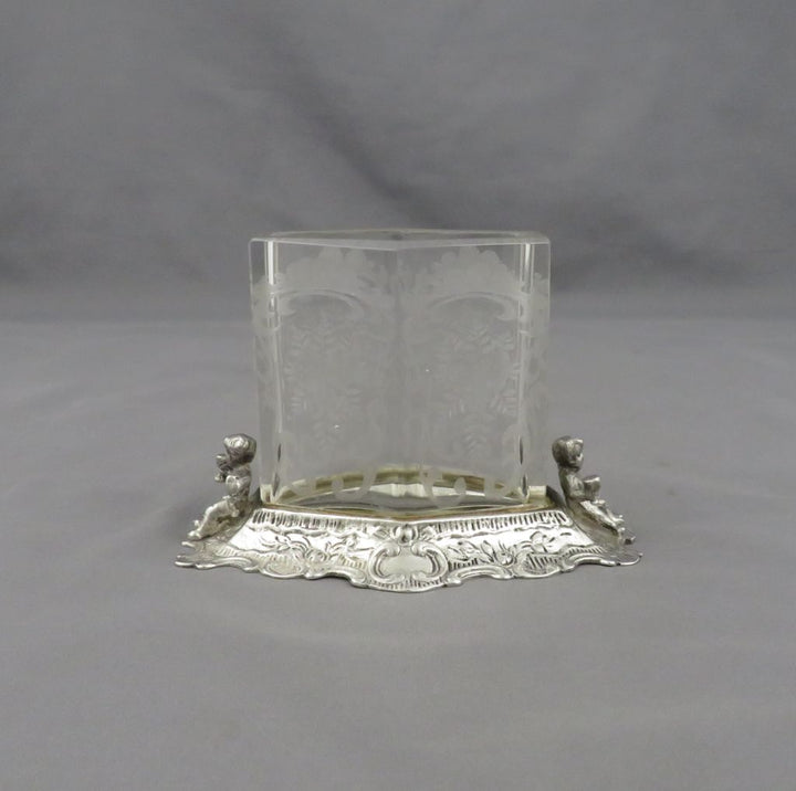 Pair of German Silver &amp; Glass Vase - JH Tee Antiques