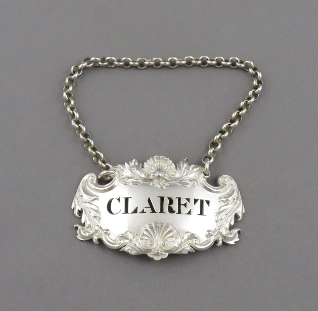 William IV Sterling Silver Claret Label - JH Tee Antiques