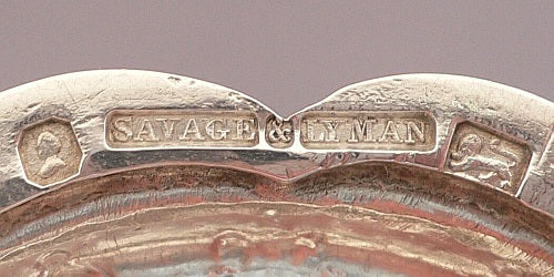Canadian silver hallmark maker's mark of Savage and Lyman of Montreal