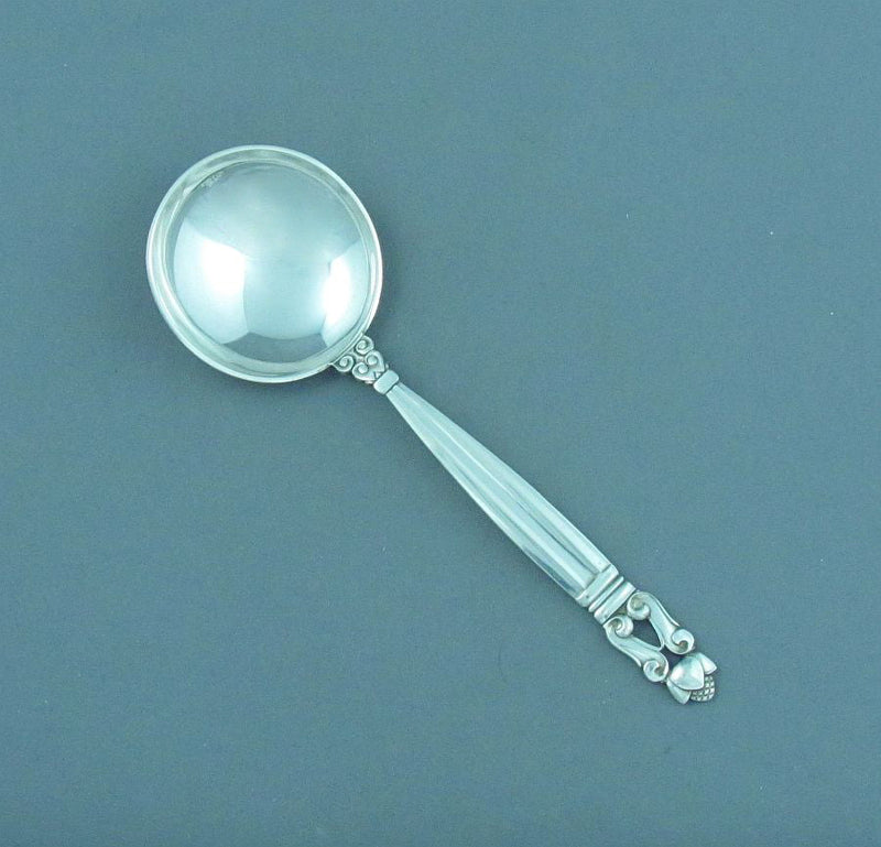 Georg Jensen Acorn Pattern Cream Soup Spoon - JH Tee Antiques