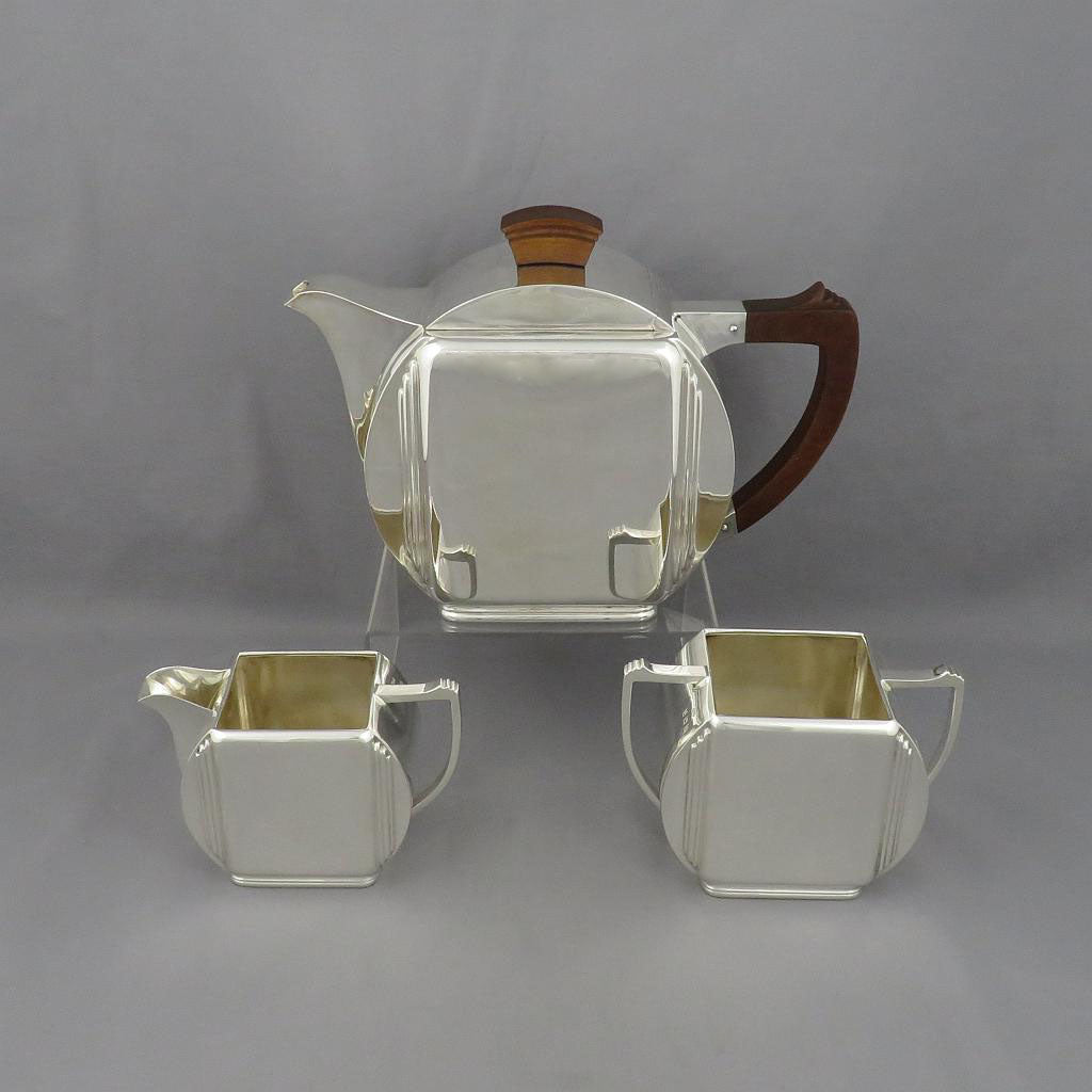 Art Deco Sterling Silver Tea Set - JH Tee Antiques