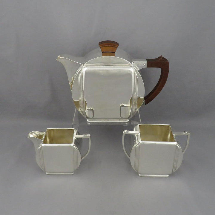 Art Deco Sterling Silver Tea Set - JH Tee Antiques