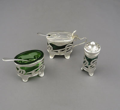 Art Nouveau Silver Condiment Set