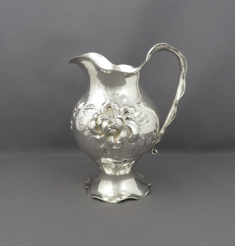 Art Nouveau Silver Water Jug - JH Tee Antiques