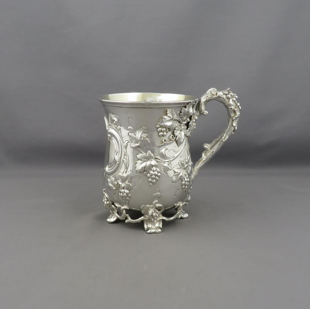 Ornate Victorian Silver Pint Mug - JH Tee Antiques